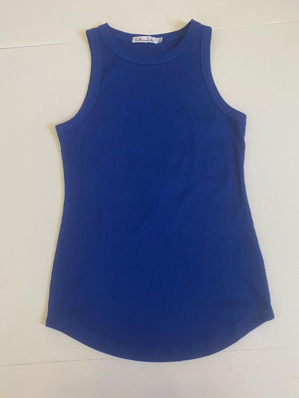 Crewneck Ribbed Tank Top in Royal Blue